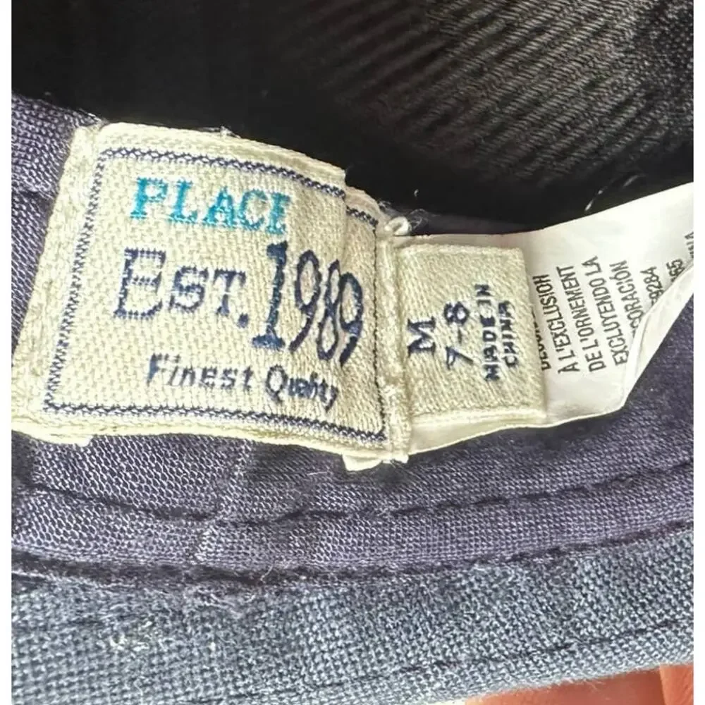 Boys Navy Blue Trilby Bucket Hat Fedora Children's Place M Medium 7-8